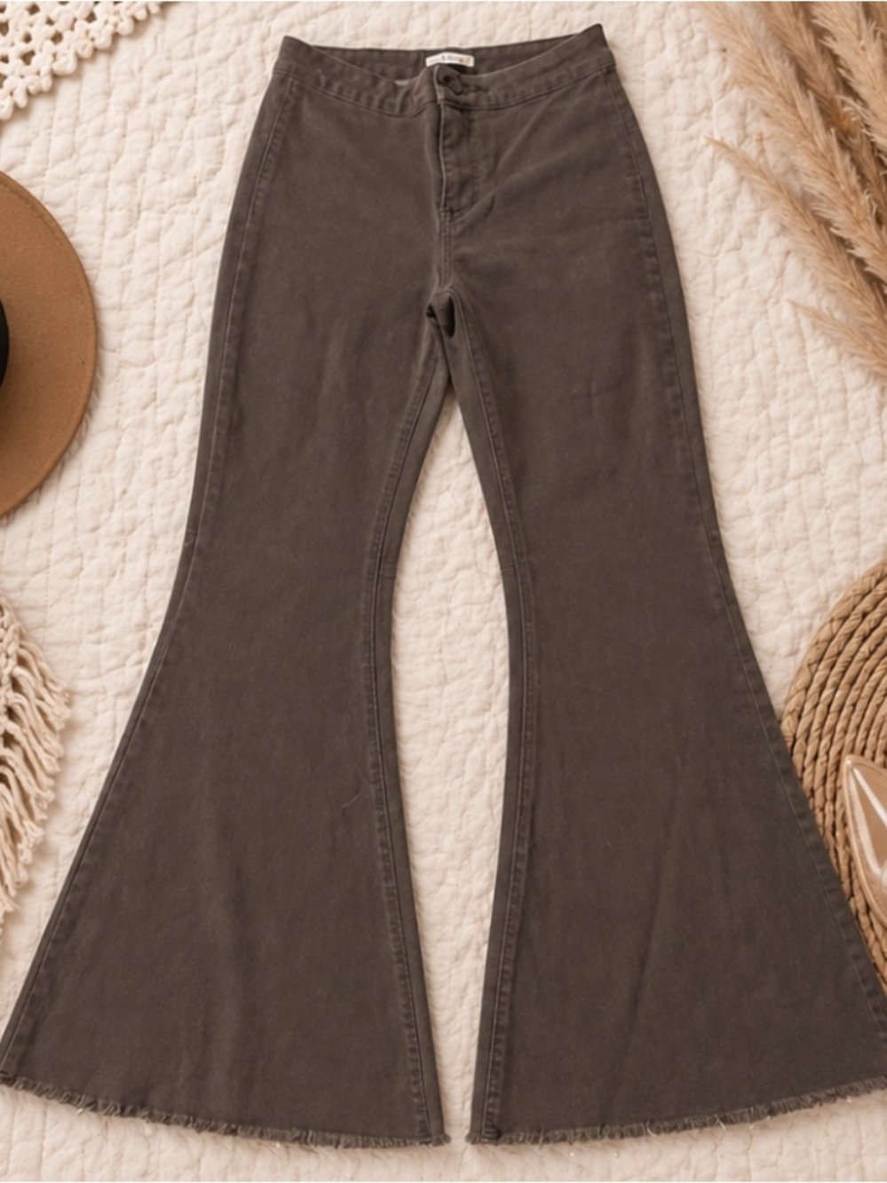 Bell Bottom Jeans in Charcoal Brown